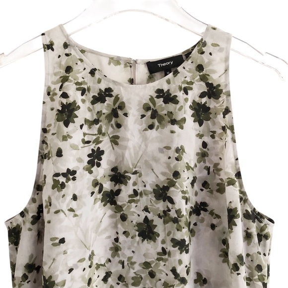 Theory Silk Sleeveless Kalstinn Top Spring Green Floral Size Medium - Picture 5 of 13